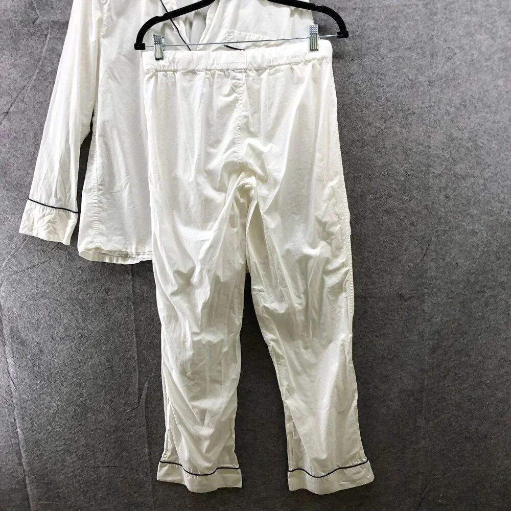J. Crew Vintage Pajama Set Womens S White Cotton Long Sleeve Lightweight Button - Picture 8 of 14